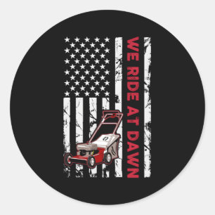 Dad Lawn Mowing Mower Gardening Care Classic Round Sticker