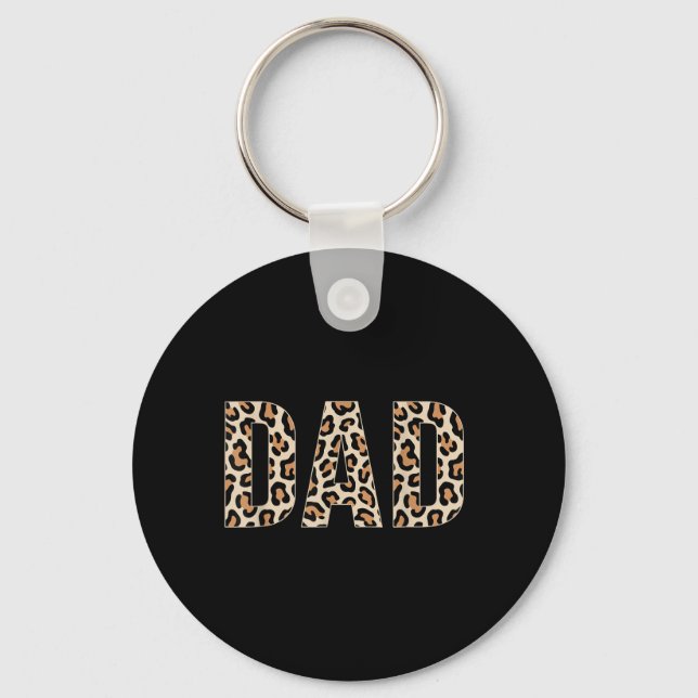Dad Leopard Print Fathers Day Keychain (Front)