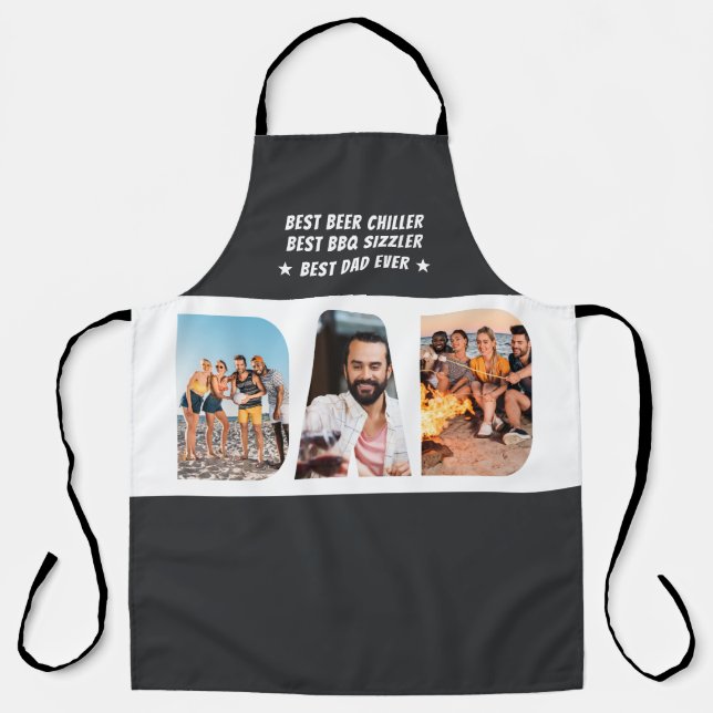 DAD Letter Cutout Photo Collage Custom Text Apron (Front)