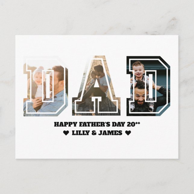 DAD Letter Cutout Photo Collage Father's Day Postcard (Front)