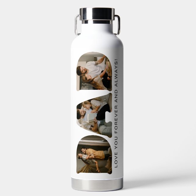 DAD Letter Photo Collage Father's Day  Water Bottle (Front)