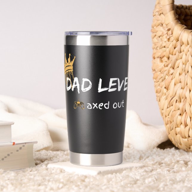 Dad Level Maxed Out Retro Gamer Art Insulated Tumbler (Living Room)