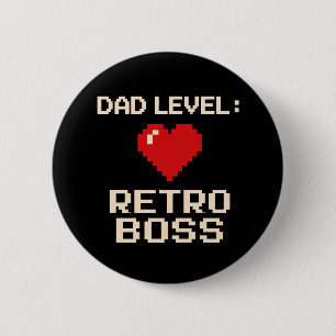 Dad Level: Retro Gaming Boss Design 2 Inch Round Button