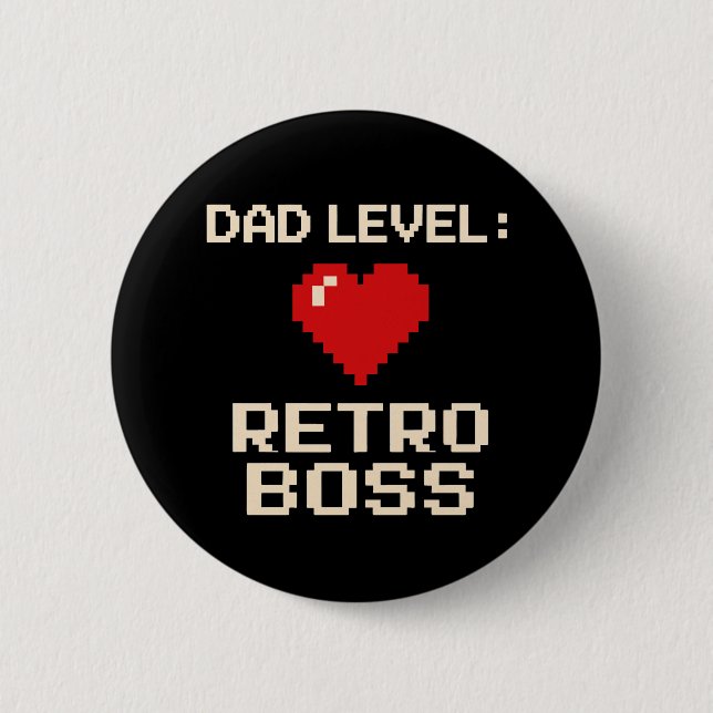 Dad Level: Retro Gaming Boss Design 2 Inch Round Button (Front)
