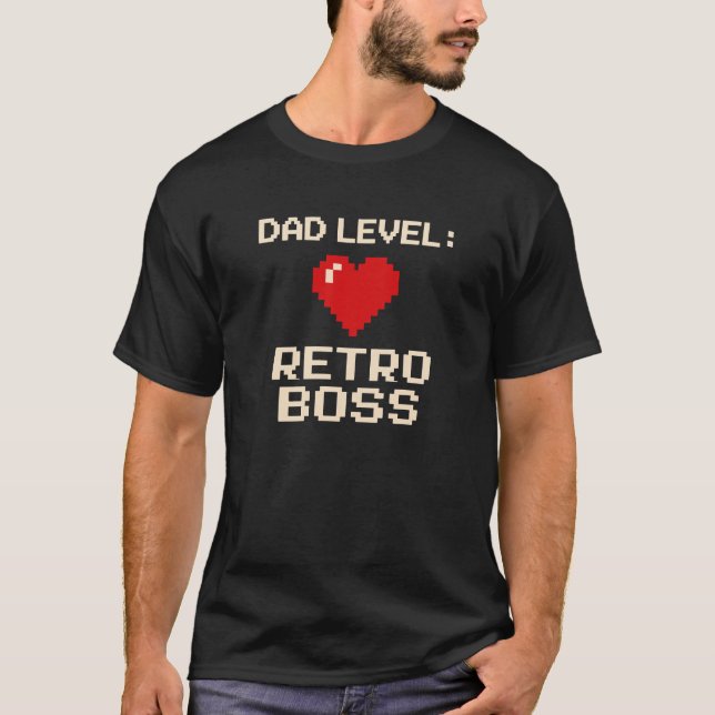 Dad Level: Retro Gaming Boss Design T-Shirt (Front)