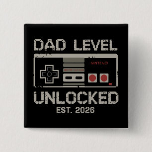 Dad Level Unlocked 2026 Soon to Be Gamer Daddy 2 Inch Square Button