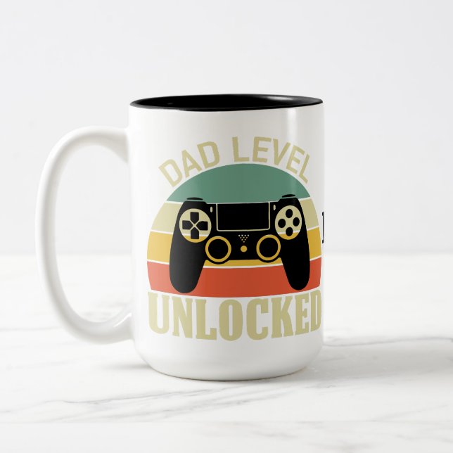 DAD LEVEL UNLOCKED Fun Mug for a new Dad! (Left)