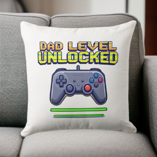 Dad Level Unlocked Gamer Dad First Father's Day Throw Pillow