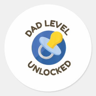 Dad Level Unlocked New Daddy Gifting Ideas  Classic Round Sticker