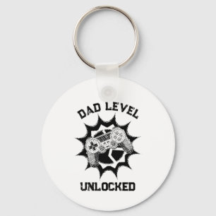 Dad Level Unlocked Retro Gamer Quote Keychain
