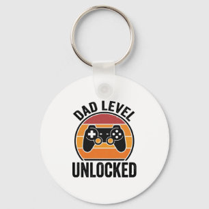 Dad Level Unlocked Vintage Gamer Shirt Design_1 Keychain