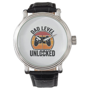 Dad Level Unlocked Vintage Gamer Shirt Design_1 Watch