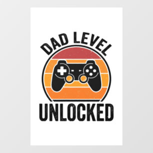 Dad Level Unlocked Vintage Gamer Shirt Design_1 Window Cling