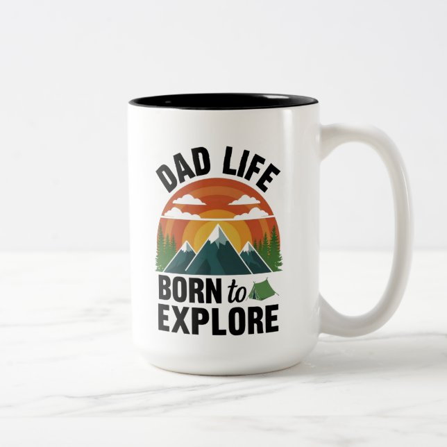 Dad Life Born To Explore Two-Tone Coffee Mug (Right)