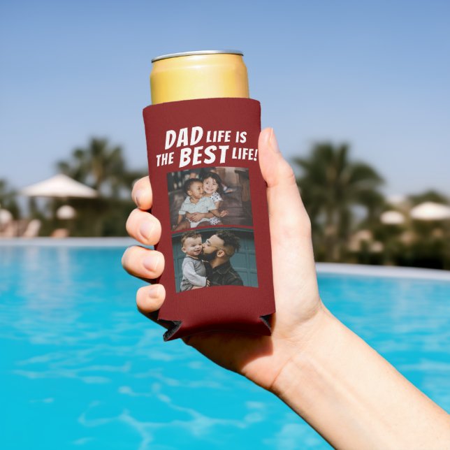 Dad Life is the Best Life 2 Photos Father Red Seltzer Can Cooler (In Situ Pool)