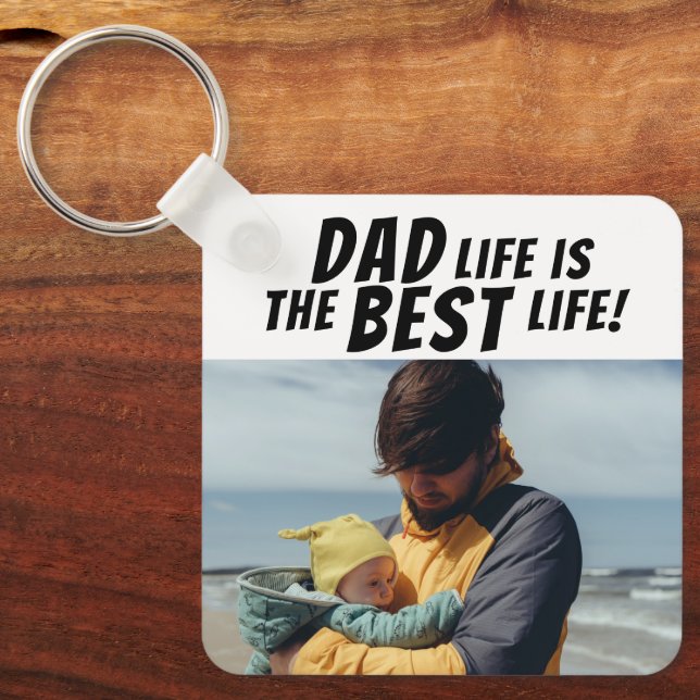 Dad Life is the Best Life Family Photo  Keychain (Front)