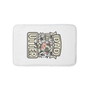 Dad Like No Udder Funny Cow Vintage Vector Design_ Bath Mat