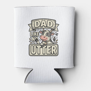 Dad Like No Udder Funny Cow Vintage Vector Design_ Can Cooler