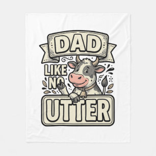 Dad Like No Udder Funny Cow Vintage Vector Design_ Fleece Blanket