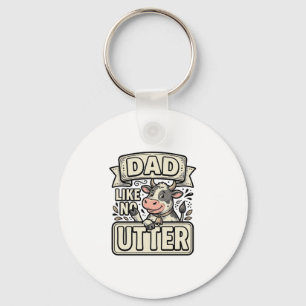 Dad Like No Udder Funny Cow Vintage Vector Design_ Keychain