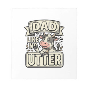 Dad Like No Udder Funny Cow Vintage Vector Design_ Notepad