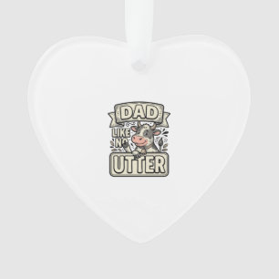 Dad Like No Udder Funny Cow Vintage Vector Design_ Ornament