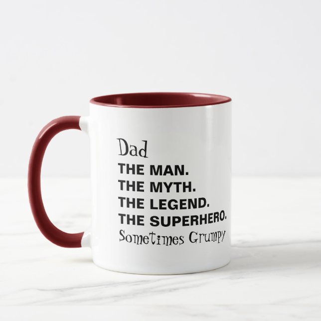 Dad Man Myth Legend Sometimes Grumpy Typography Mug (Left)
