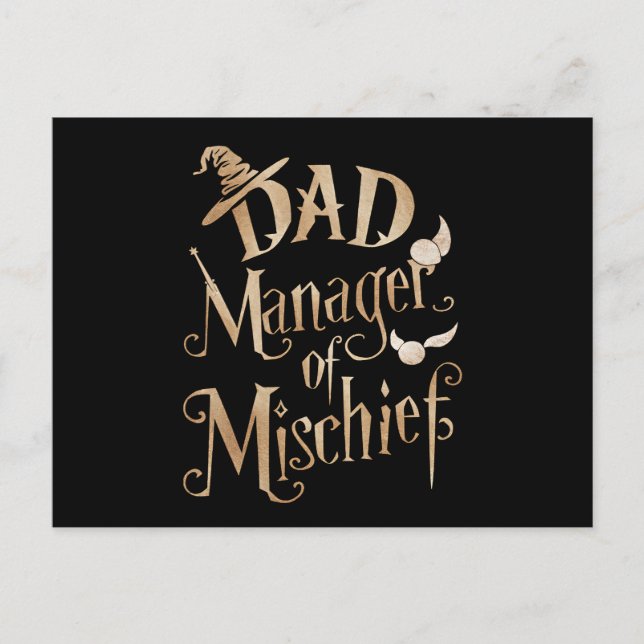 Dad Manager Of Mischief Magical Wizard Fathers Day Postcard (Front)