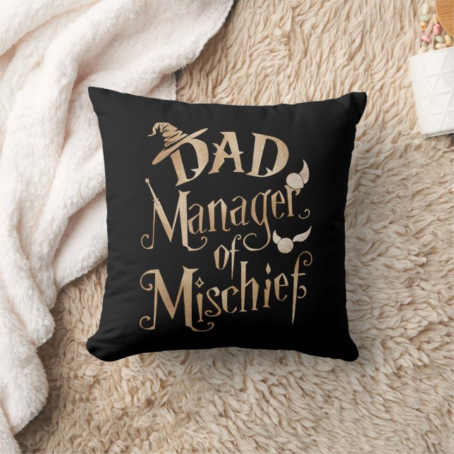 Dad Manager Of Mischief Magical Wizard Fathers Day Throw Pillow (Blanket)