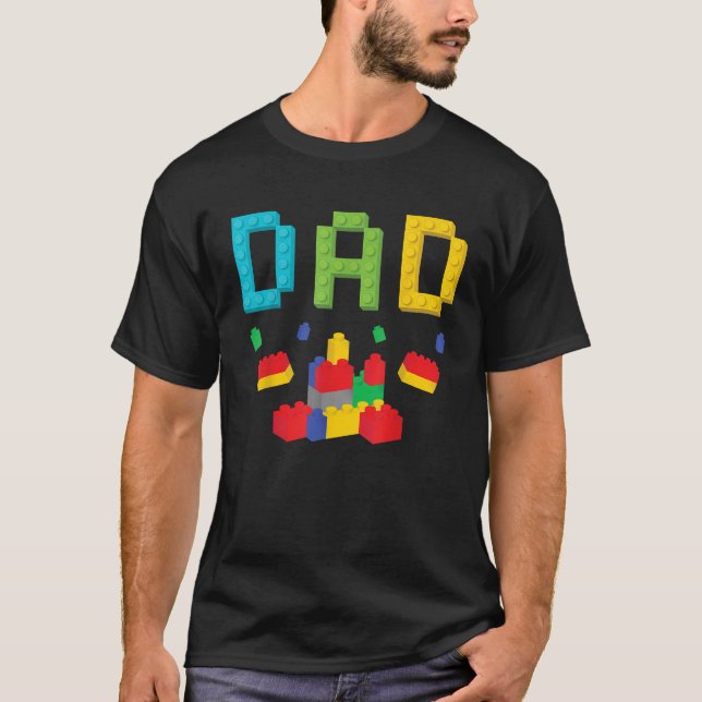 Dad Master Builder Building Blocks Bricks Matching T-Shirt (Front)
