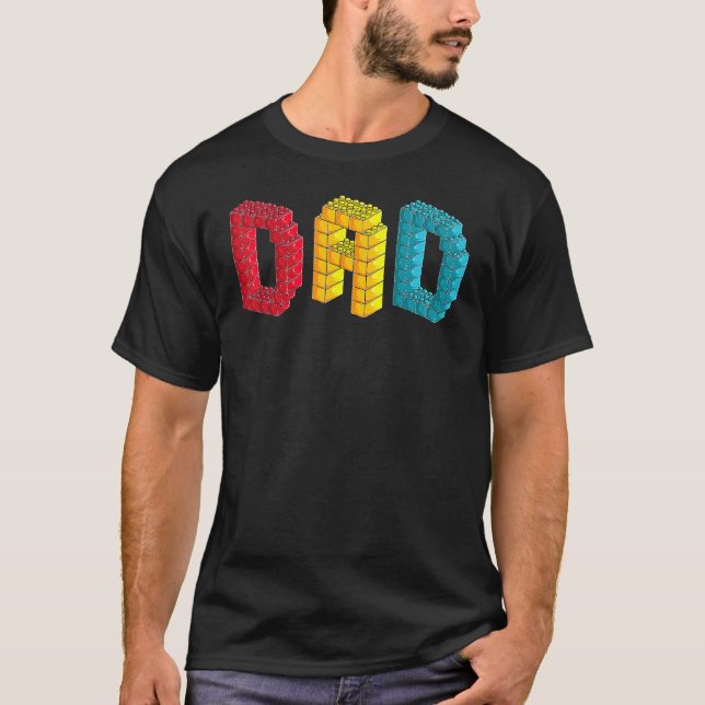 Dad Master Builder Building Bricks Blocks Family S T-Shirt (Front)
