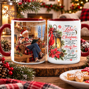 Dad Memorial Photo with Cardinal and Lantern Mug