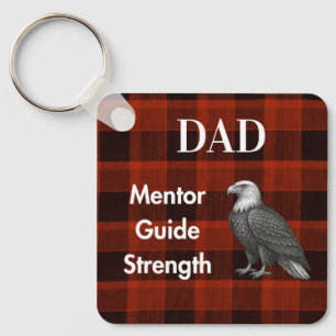 Dad Mentor Guide Strength & Heart Eagle red plaid Keychain