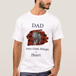 Dad Mentor Guide Strength & Heart Lion Plaid red T-Shirt