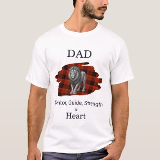 Dad Mentor Guide Strength & Heart Lion Plaid red T-Shirt