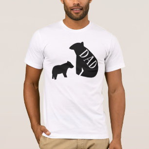 Dad Minimalist Geometric Bear and Cub Monochrome T-Shirt