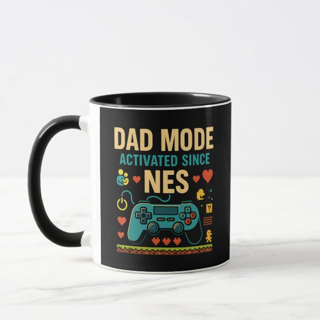 Dad Mode Activated NES Retro Gamer Art  Mug (Left)