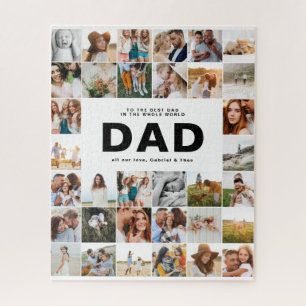 Dad modern multi photo fathers day black white jigsaw puzzle
