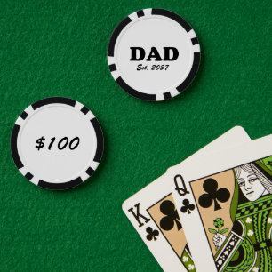 Dad modern typography custom est date funny poker chips