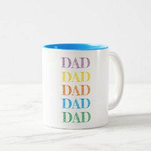 DAD Modern Typography Rainbow Colours Fathers Day  Two-Tone Coffee Mug