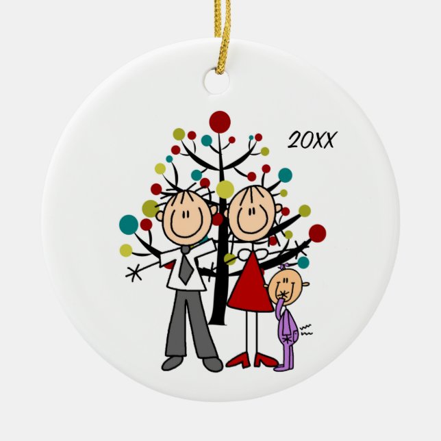 Dad, Mom, Baby Girl Christmas Ornament (Front)