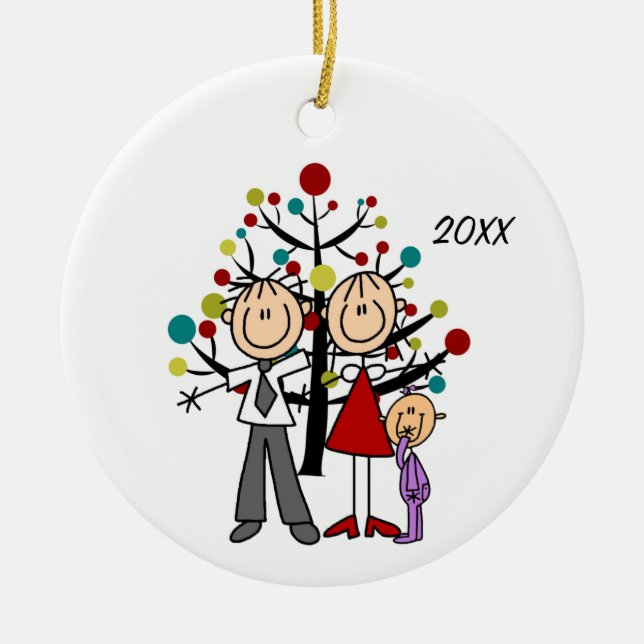 Dad, Mom, Baby Girl Christmas Ornament (Front)