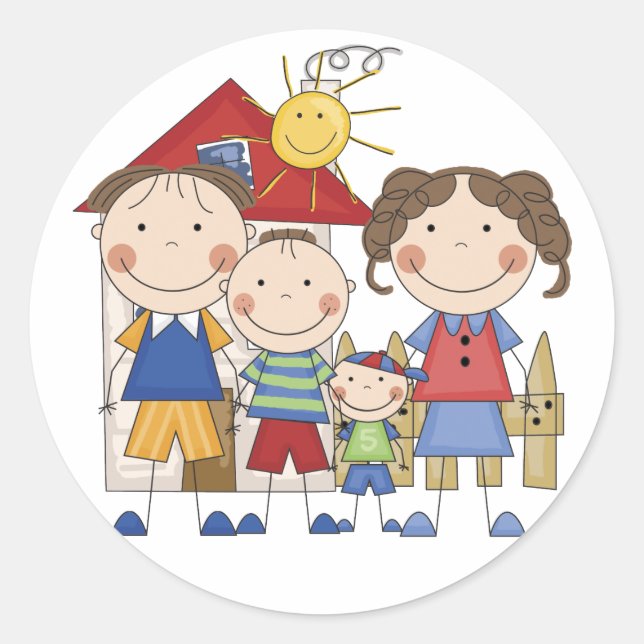 Dad, Mom, Big Brother, Little Brother Family Classic Round Sticker (Front)