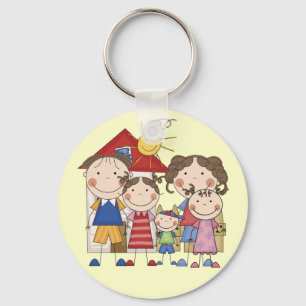 Dad, Mom, Big Sis, Middle Sis, Little Brother Keychain