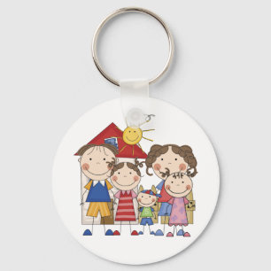 Dad, Mom, Big Sis, Middle Sis, Little Brother Keychain