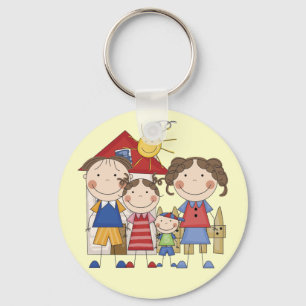 Dad, Mom, Big Sister, Little Brother Family Keychain