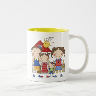 Dad, Mom, Big Sister, Little Brother Family Two-Tone Coffee Mug