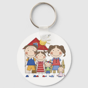 Dad, Mom, Big Sister, Middle Brother, Baby Sis Keychain