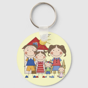 Dad, Mom, Big Sister, Middle Brother, Baby Sis Keychain