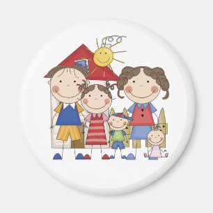 Dad, Mom, Big Sister, Middle Brother, Baby Sis Magnet